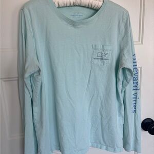 100% Cotton Light Blue Vineyard Vines Long Sleeve T-Shirt Size Large